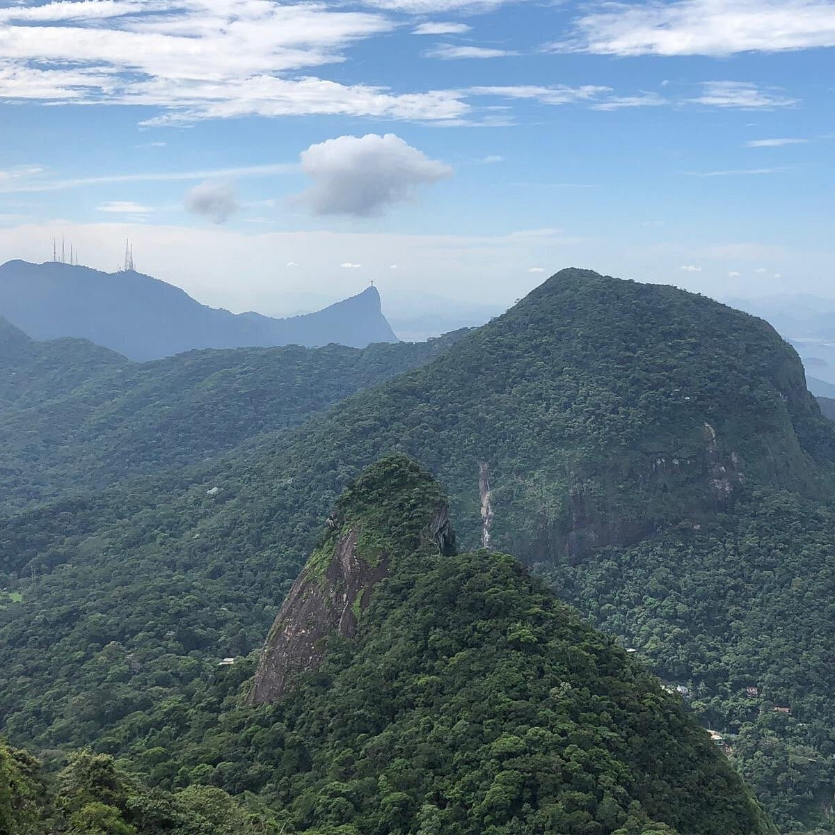 Pedra Bonita viewpoint in Tijuca National Forest with hang gliders over Rio de Janeiro