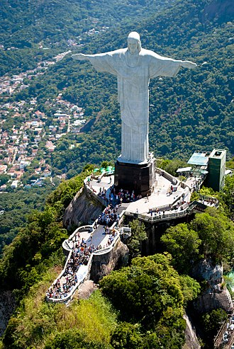 Christ the Redeemer statue atop Corcovado Mountain overlooking Rio de Janeiro