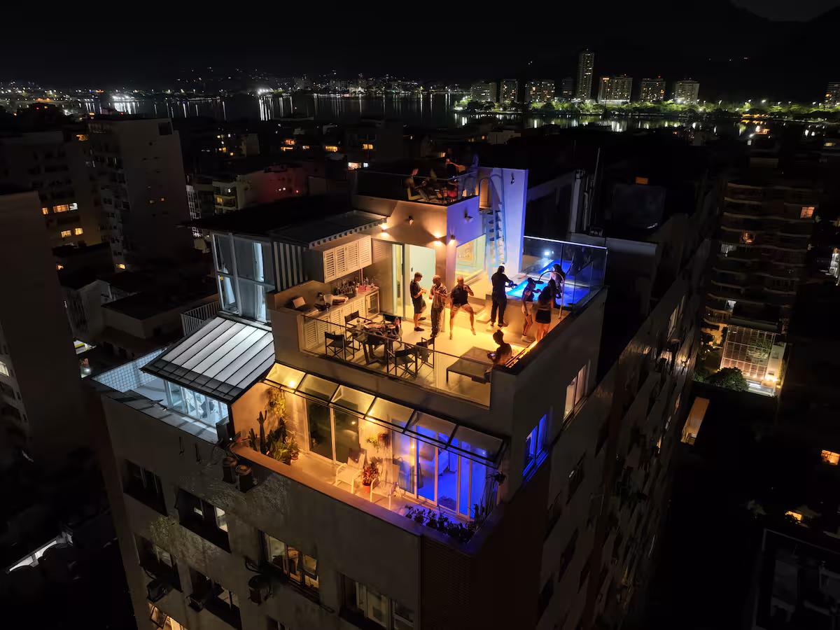 Aerial penthouse rooftop